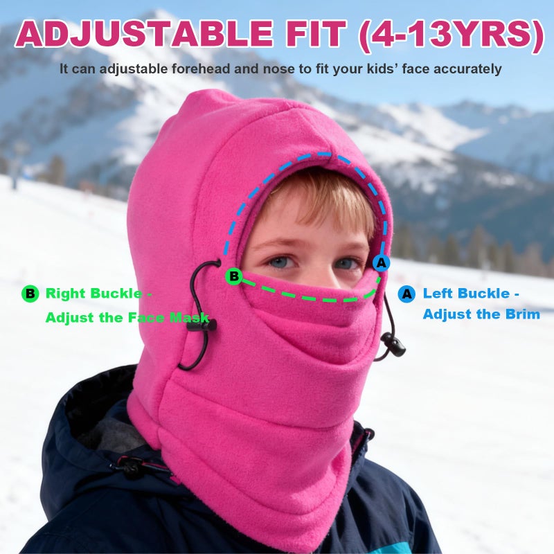 Your Choice Kids Balaclava Ski Mask Cold Winter Face Mask, Rose Red - Image 3